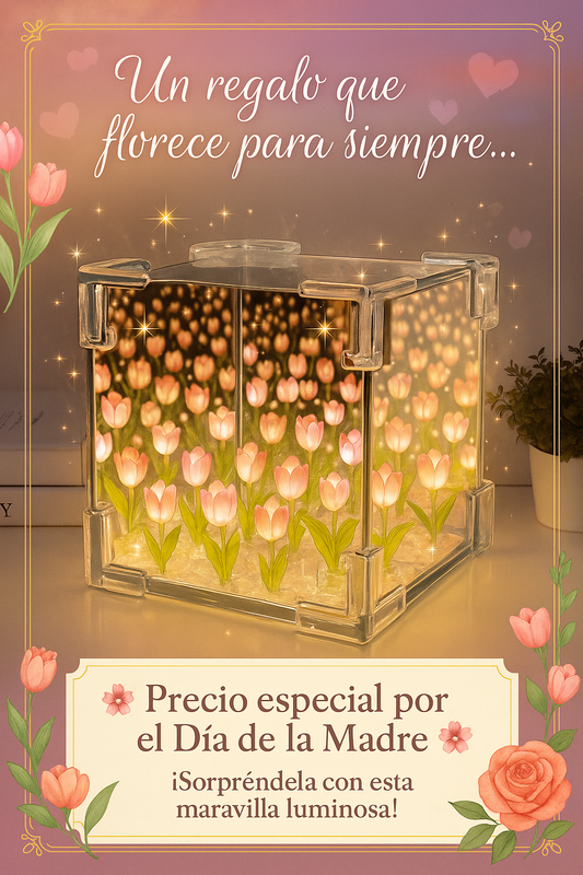Lámpara Infinita de Tulipanes - El Regalo Perfecto para Sorprender a Mamá